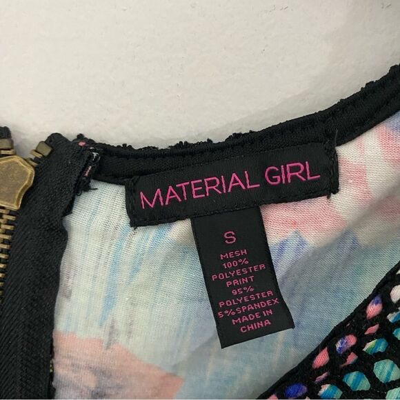 Material Girl Women’s Scoop Neck Mesh Colorful Sleeveless Zipper Bodycon Dress - Picture 2 of 3